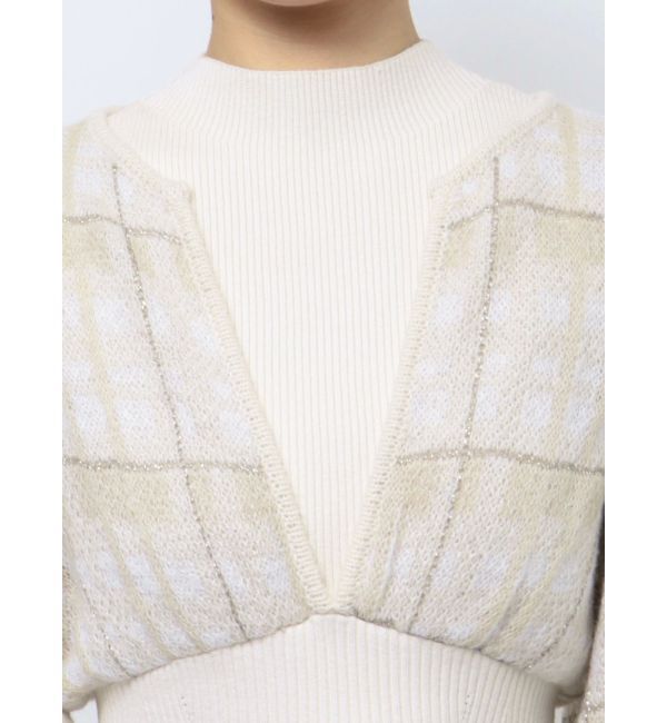 MERCURYDUO「チェックジャカードドッキングニットワンピース」|ワンピース|