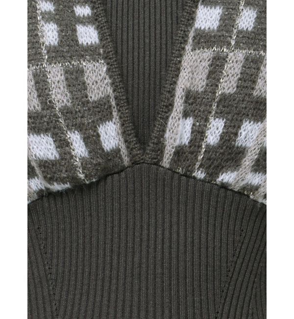 MERCURYDUO「チェックジャカードドッキングニットワンピース」|ワンピース|