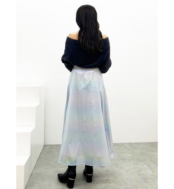 MERCURYDUO「オーロラ箔プリントドロストスカート」|スカート|