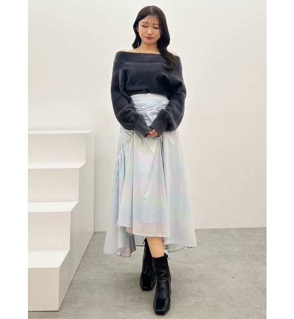 MERCURYDUO「オーロラ箔プリントドロストスカート」|スカート|