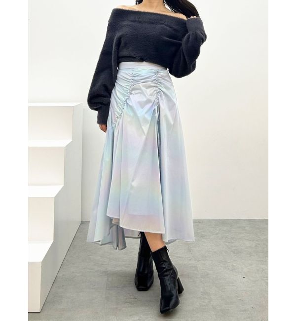 MERCURYDUO「オーロラ箔プリントドロストスカート」|スカート|