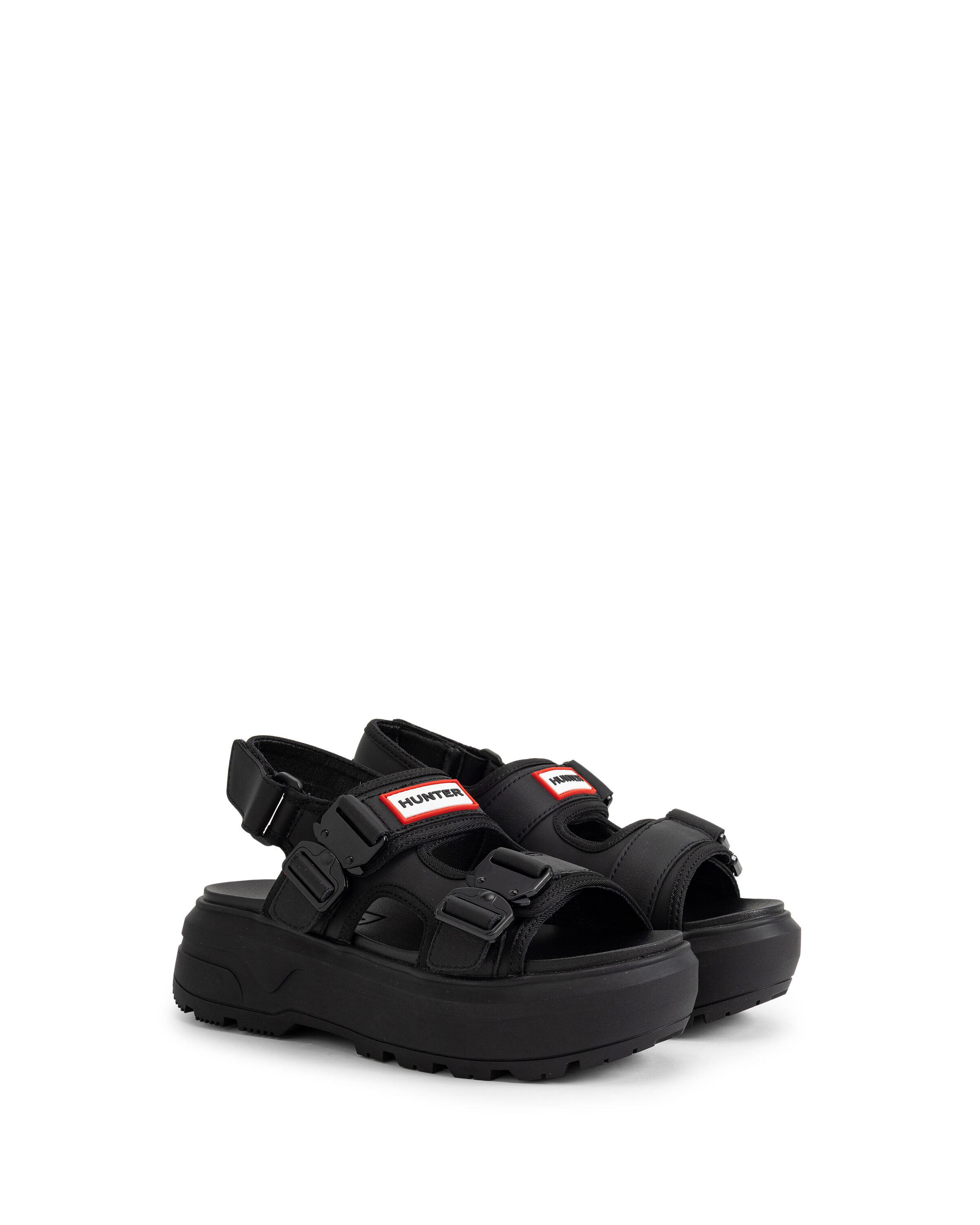 HUNTER「ユニセックス シティ リベル ネオ レザー バックル サンダル」|サンダル|