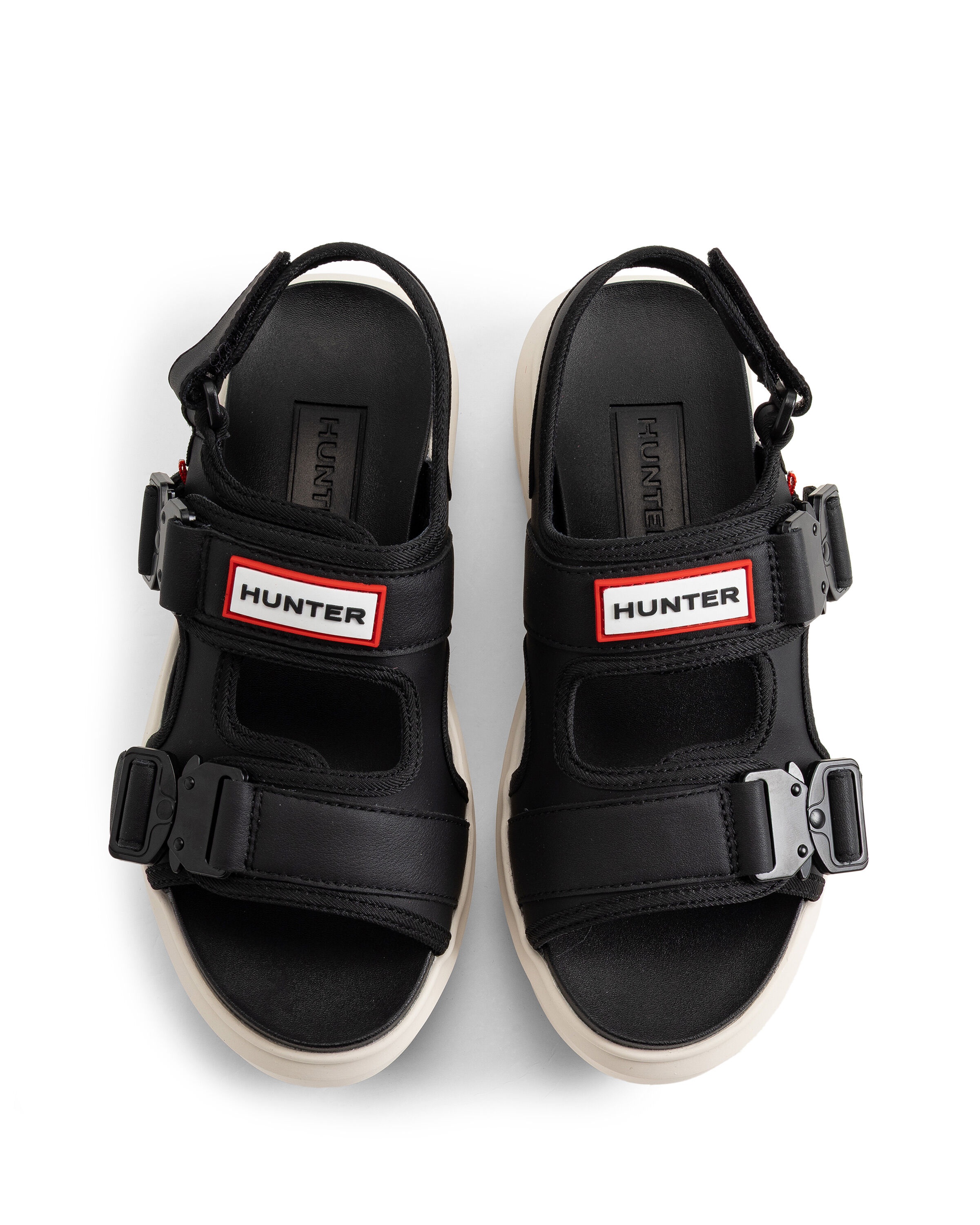 HUNTER「ユニセックス シティ リベル ネオ レザー バックル サンダル」|サンダル|