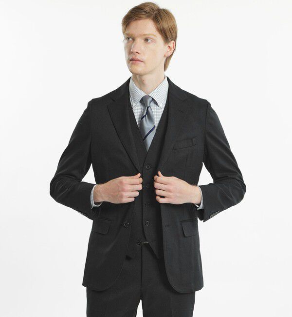 MACKINTOSH PHILOSOPHY「【24年秋冬モデル】トロッター ジャケット#000（ナンバーゼロ）バーズアイストレッチ　リサイクル」|テーラードジャケット|ブラック