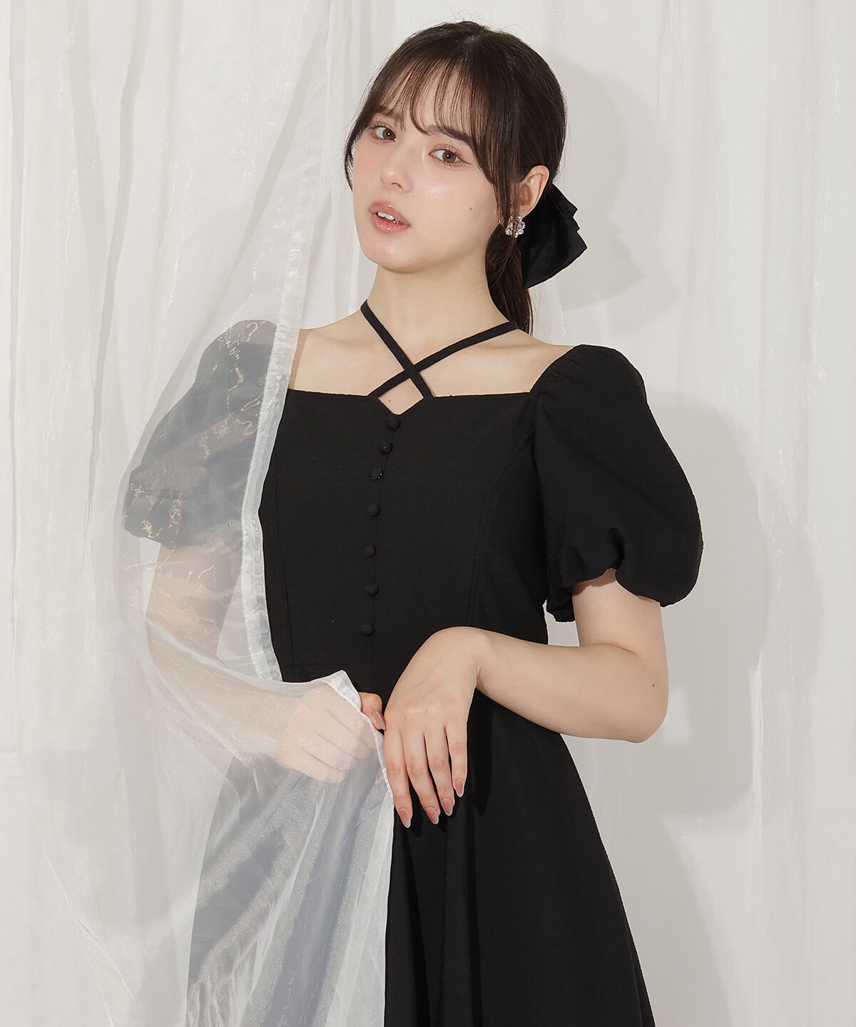 WILLSELECTION「クロスネックバルーンスリーブワンピース」|ワンピース|