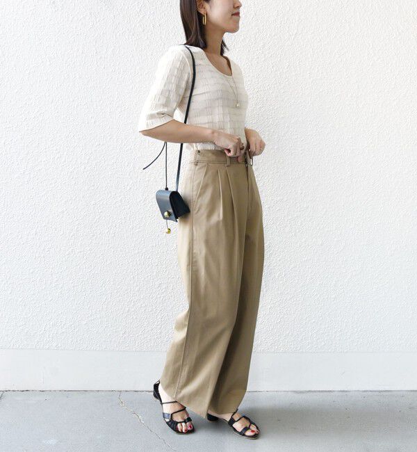 SHIPS for women「【WEB限定】〈洗濯機可能〉ランダム テレコ 5分袖 プルオーバー」|Tシャツ・カットソー|