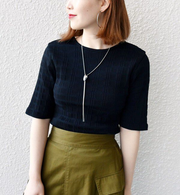 SHIPS for women「【WEB限定】〈洗濯機可能〉ランダム テレコ 5分袖 プルオーバー」|Tシャツ・カットソー|