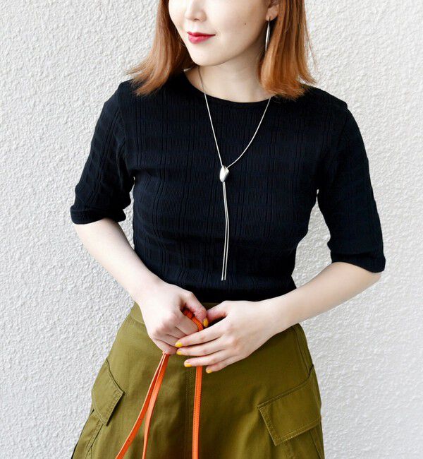 SHIPS for women「【WEB限定】〈洗濯機可能〉ランダム テレコ 5分袖 プルオーバー」|Tシャツ・カットソー|