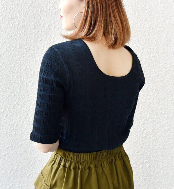 SHIPS for women「【WEB限定】〈洗濯機可能〉ランダム テレコ 5分袖 プルオーバー」|Tシャツ・カットソー|