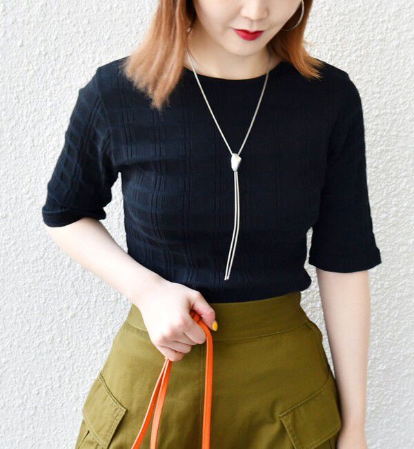 SHIPS for women「【WEB限定】〈洗濯機可能〉ランダム テレコ 5分袖 プルオーバー」|Tシャツ・カットソー|