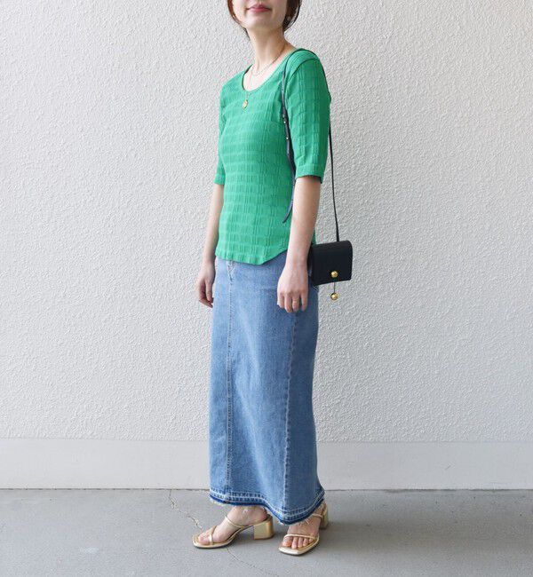 SHIPS for women「【WEB限定】〈洗濯機可能〉ランダム テレコ 5分袖 プルオーバー」|Tシャツ・カットソー|