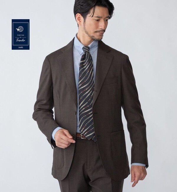 SHIPS「SHIPS: 〈セットアップ対応/手洗い可能〉ウォッシャブル サキソニー セットアップ ジャケット」|テーラードジャケット|ブラウン