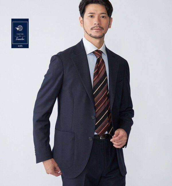 SHIPS「SHIPS: 〈セットアップ対応/手洗い可能〉ウォッシャブル サキソニー セットアップ ジャケット」|テーラードジャケット|ネイビー