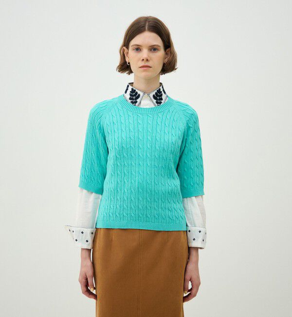 MACPHEE「ギザケーブル ハーフスリーブプルオーバー」|ニット・セーター|