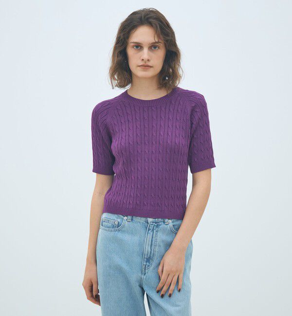 MACPHEE「ギザケーブル ハーフスリーブプルオーバー」|ニット・セーター|