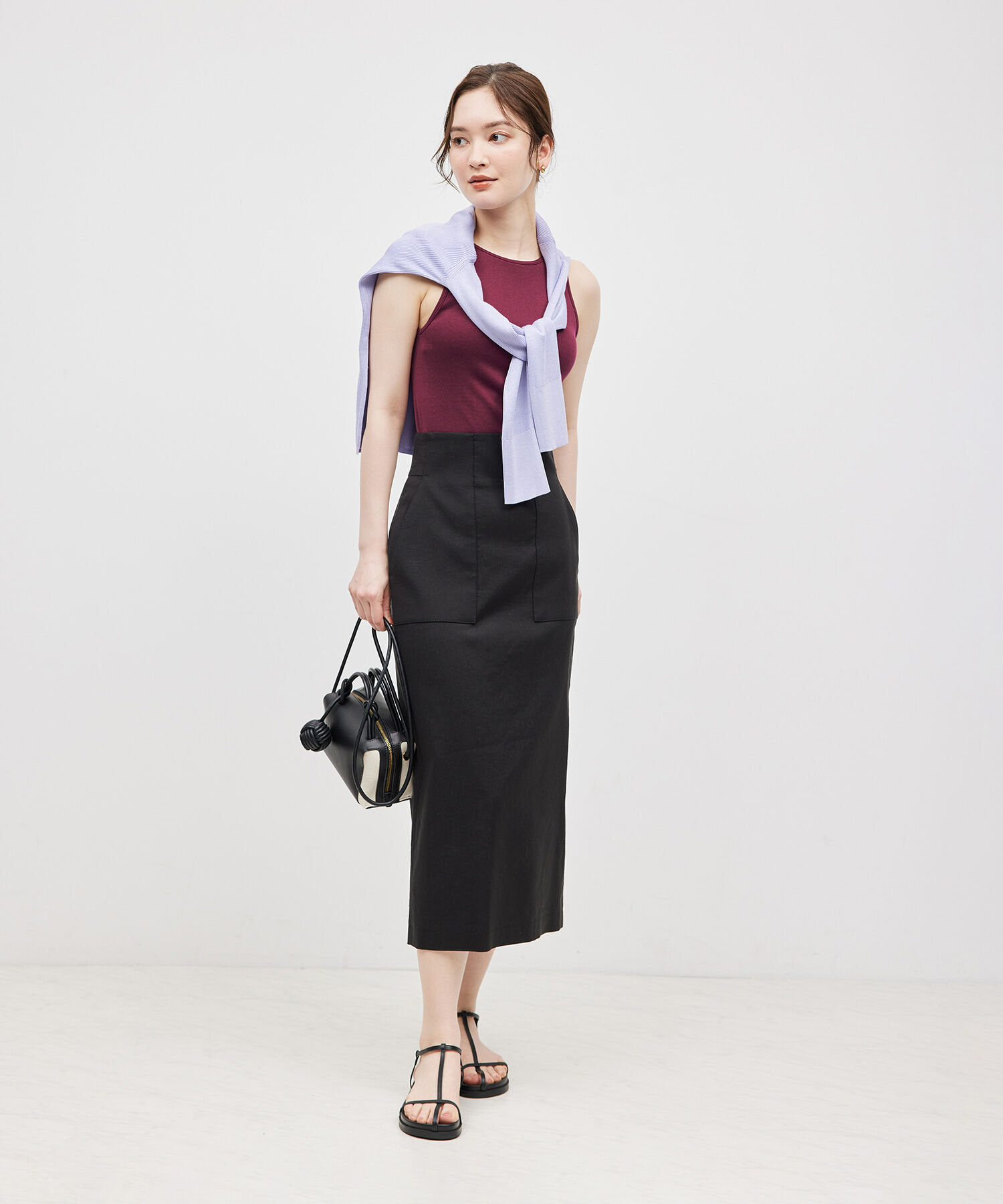 ROPE「コットンシルク丸胴フライスカップ付きアメスリタンクトップ」|タンクトップ|