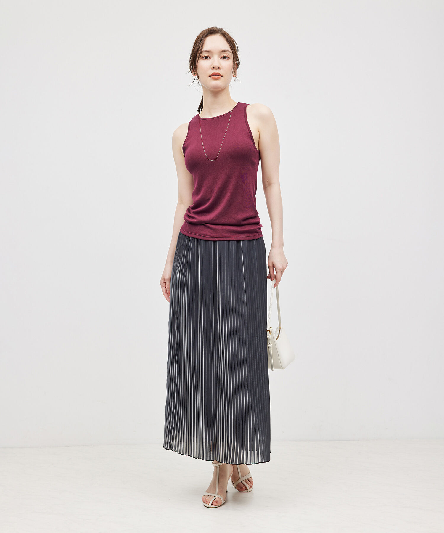 ROPE「コットンシルク丸胴フライスカップ付きアメスリタンクトップ」|タンクトップ|