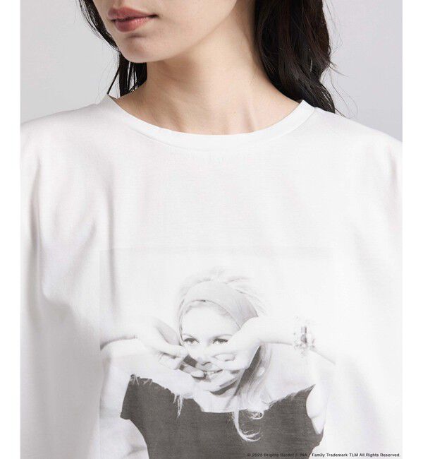 ROPE「【Brigitte Bardot&times;ROPE'・コラボ】プリントアームレットT-shirt【洗える・洗濯耐久性・接触冷感】」|Tシャツ・カットソー|