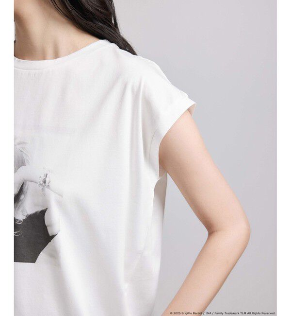 ROPE「【Brigitte Bardot&times;ROPE'・コラボ】プリントアームレットT-shirt【洗える・洗濯耐久性・接触冷感】」|Tシャツ・カットソー|
