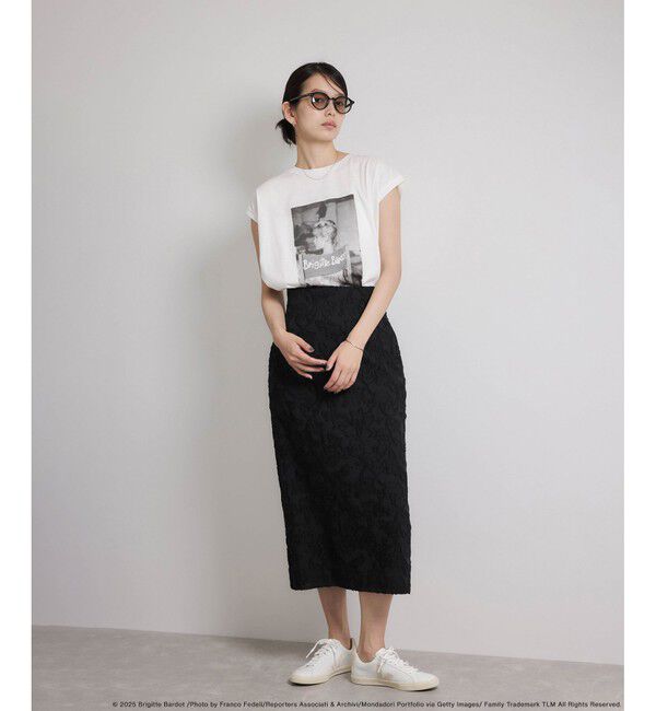 ROPE「【Brigitte Bardot&times;ROPE'・コラボ】プリントアームレットT-shirt【洗える・洗濯耐久性・接触冷感】」|Tシャツ・カットソー|