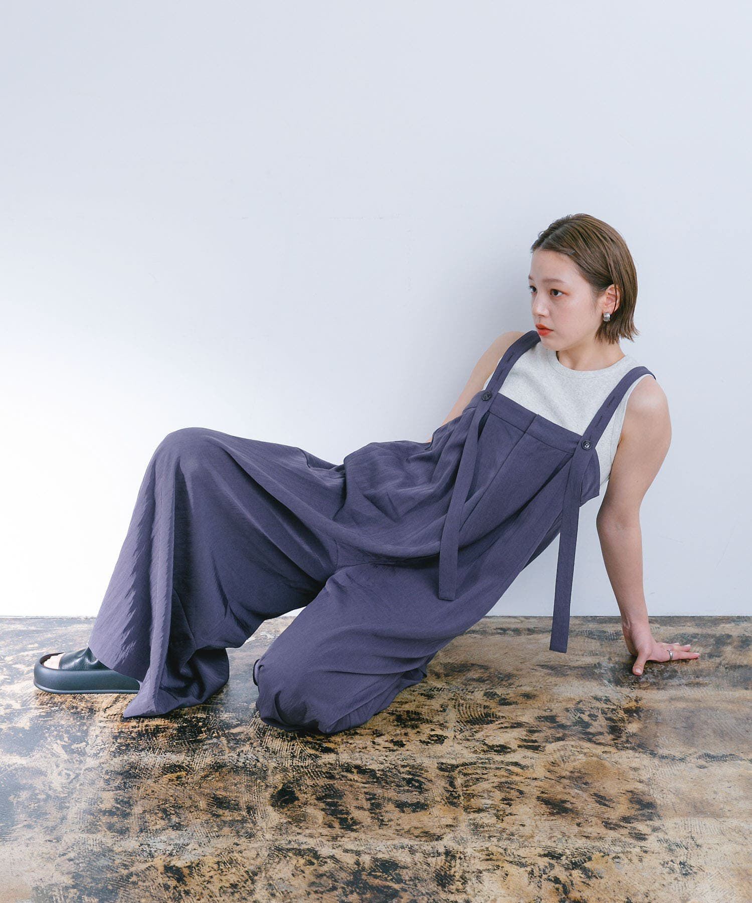  「『2サイズ展開』オーバーストラップワイドサロペット」|スカート|