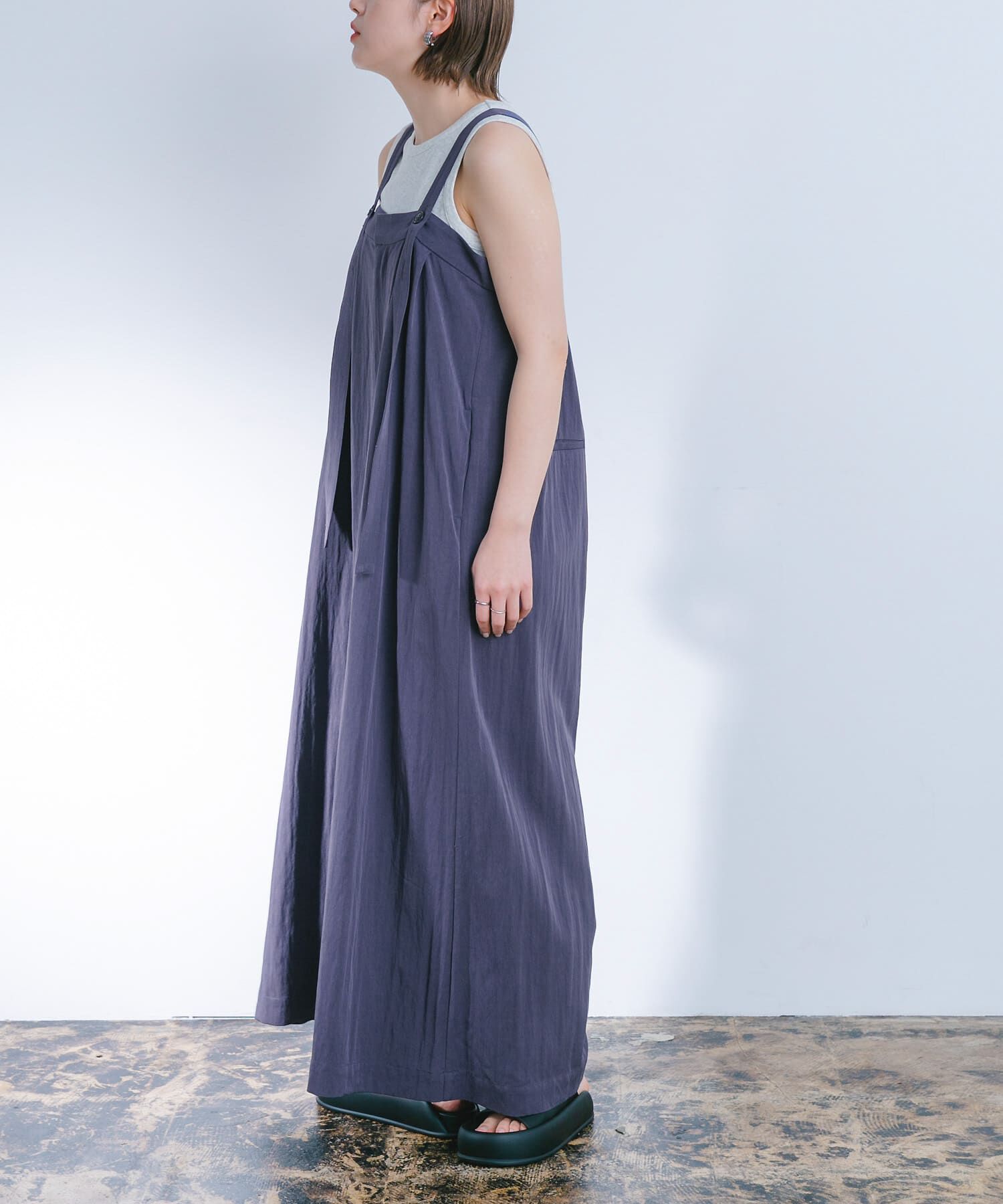  「『2サイズ展開』オーバーストラップワイドサロペット」|スカート|