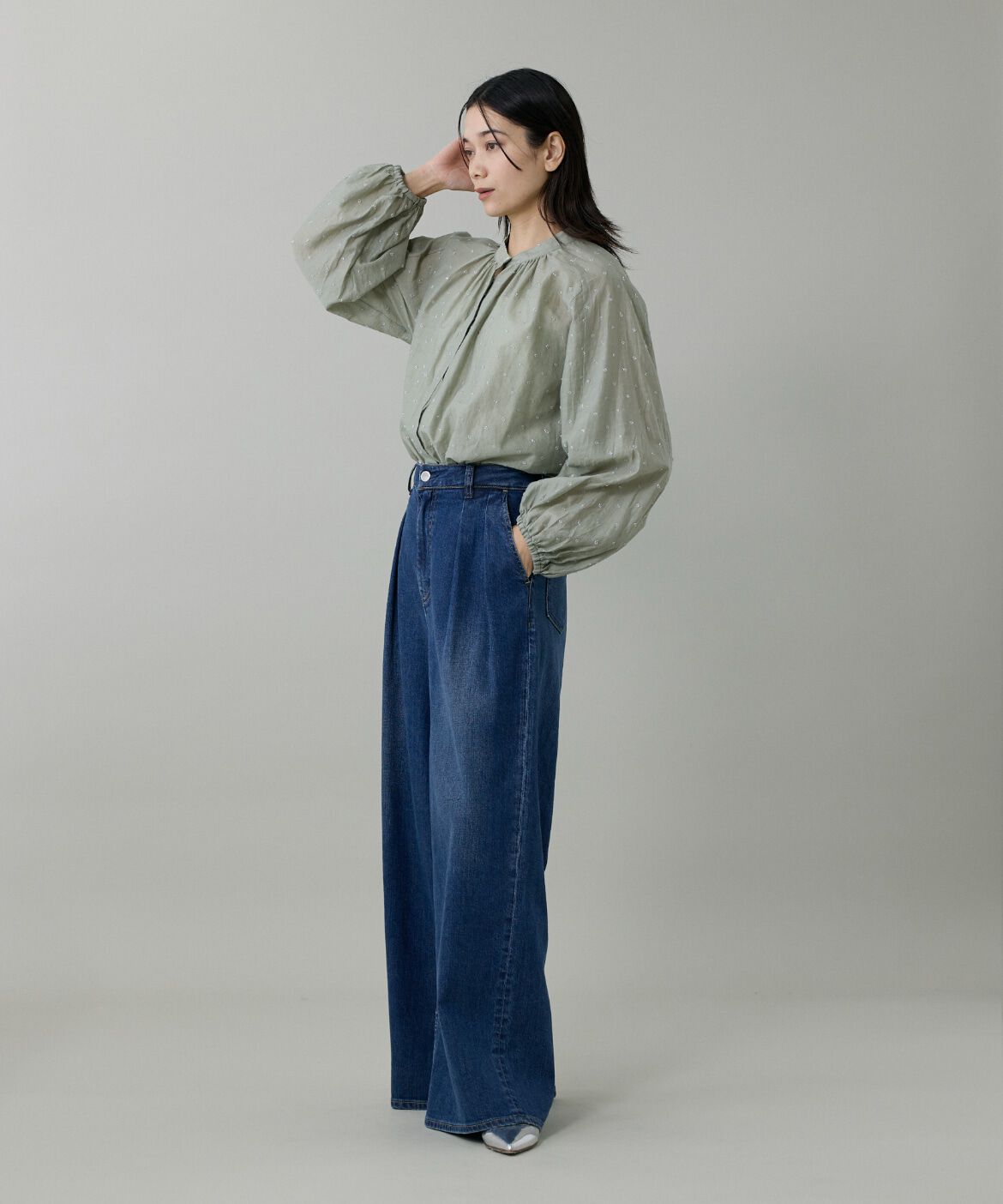 INED「INED別注 ツータックワイドデニム Lemongrass《Healthy DENIM》」|デニム|
