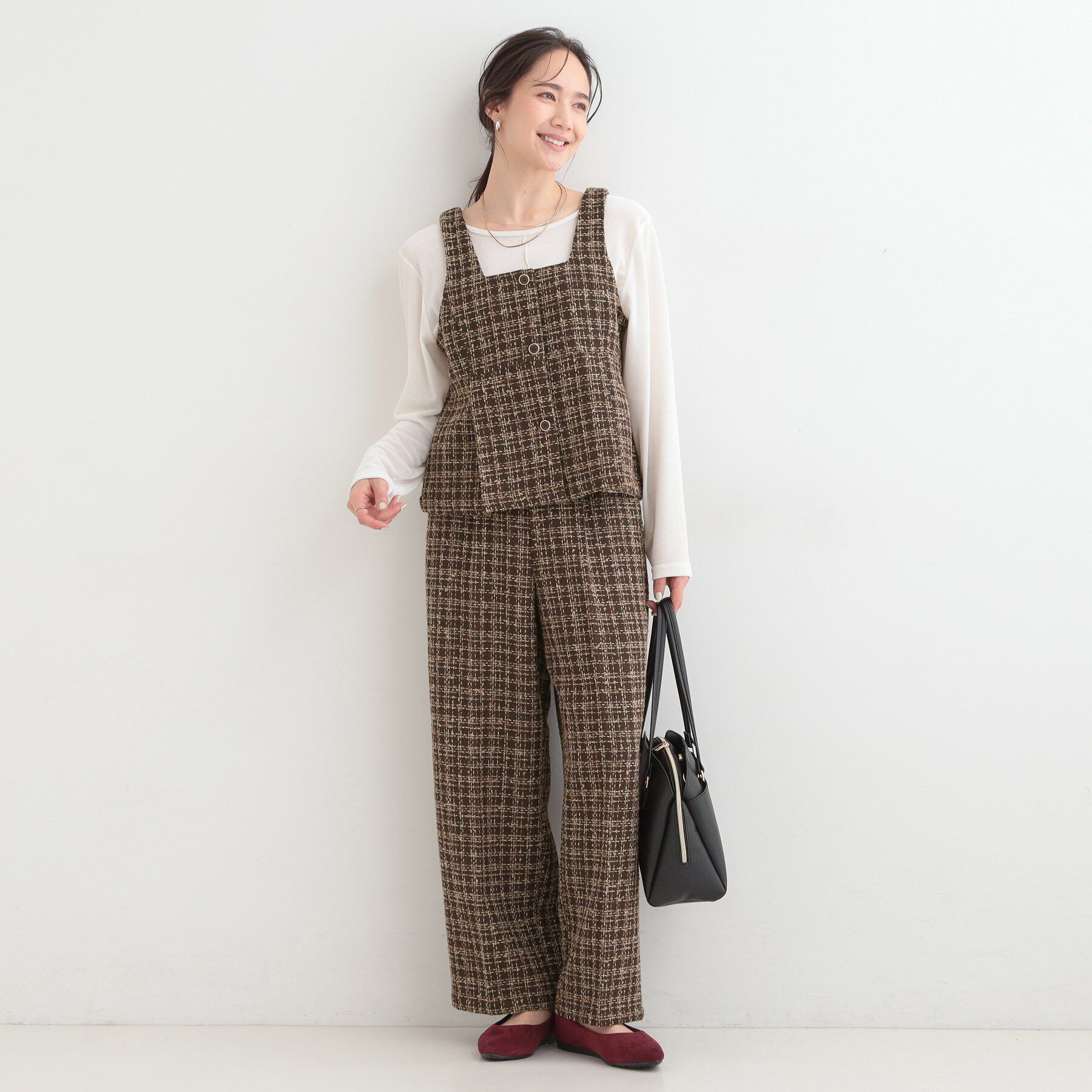 SHOO･LA･RUE「【2点セット】着るだけで決まる クラシカルなツイード調 チェック柄セットアップ」|スーツ|