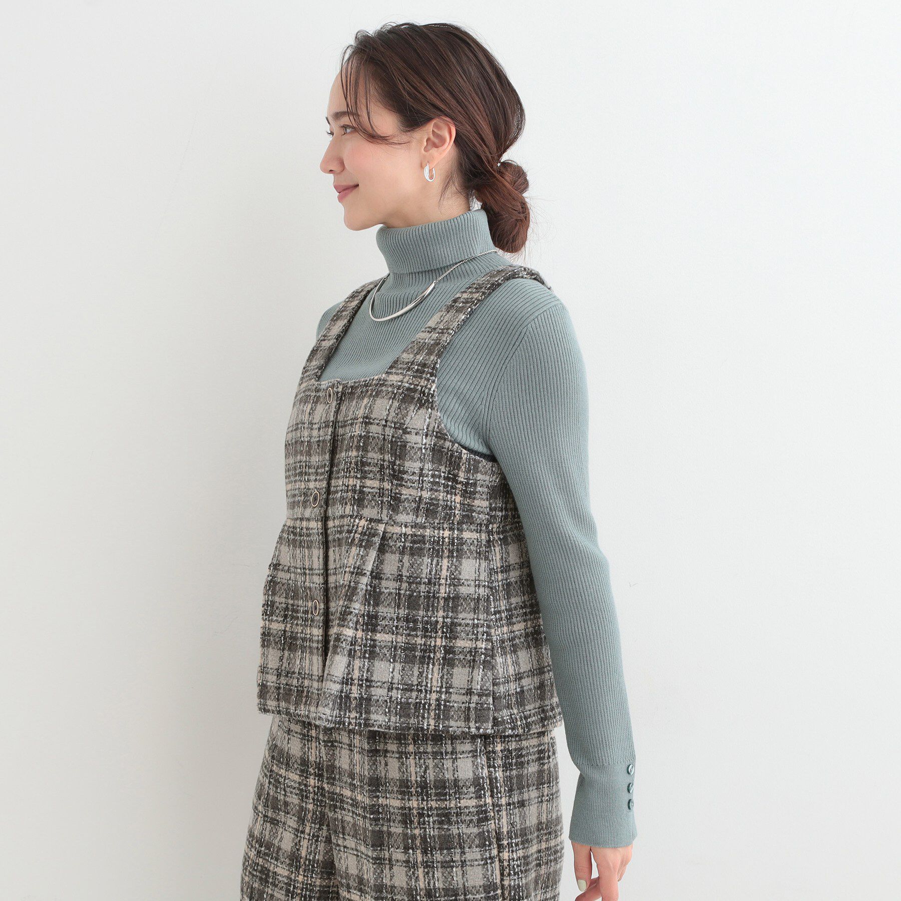 SHOO･LA･RUE「【2点セット】着るだけで決まる クラシカルなツイード調 チェック柄セットアップ」|スーツ|