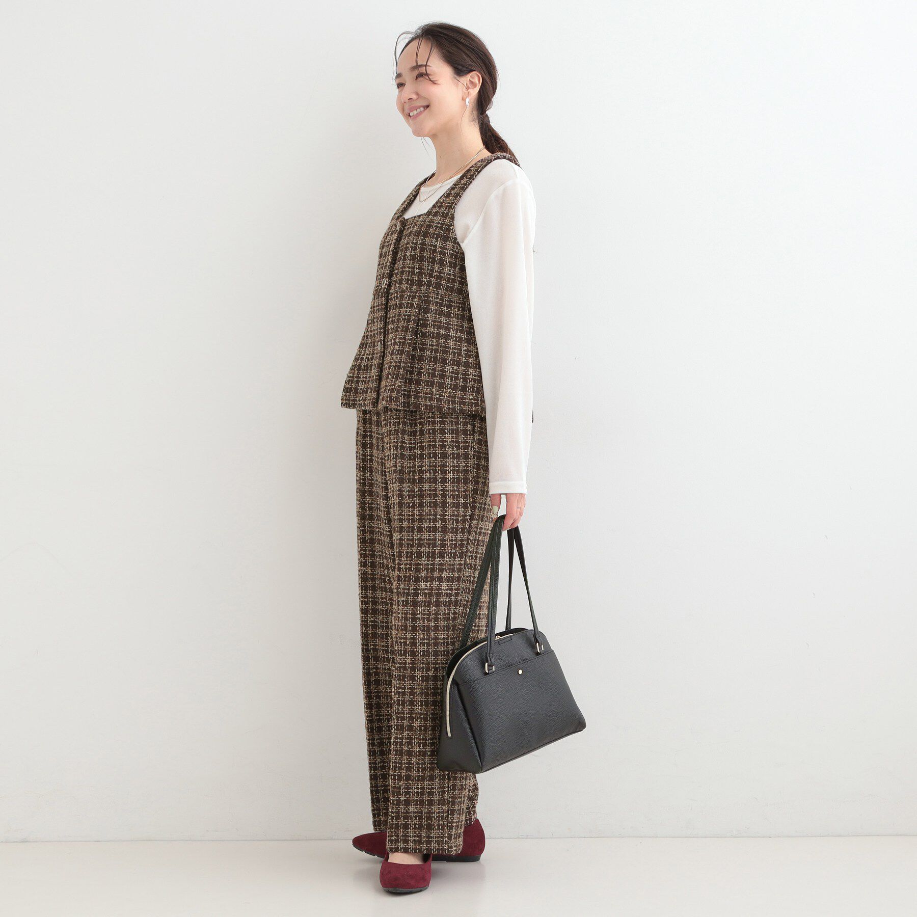 SHOO･LA･RUE「【2点セット】着るだけで決まる クラシカルなツイード調 チェック柄セットアップ」|スーツ|