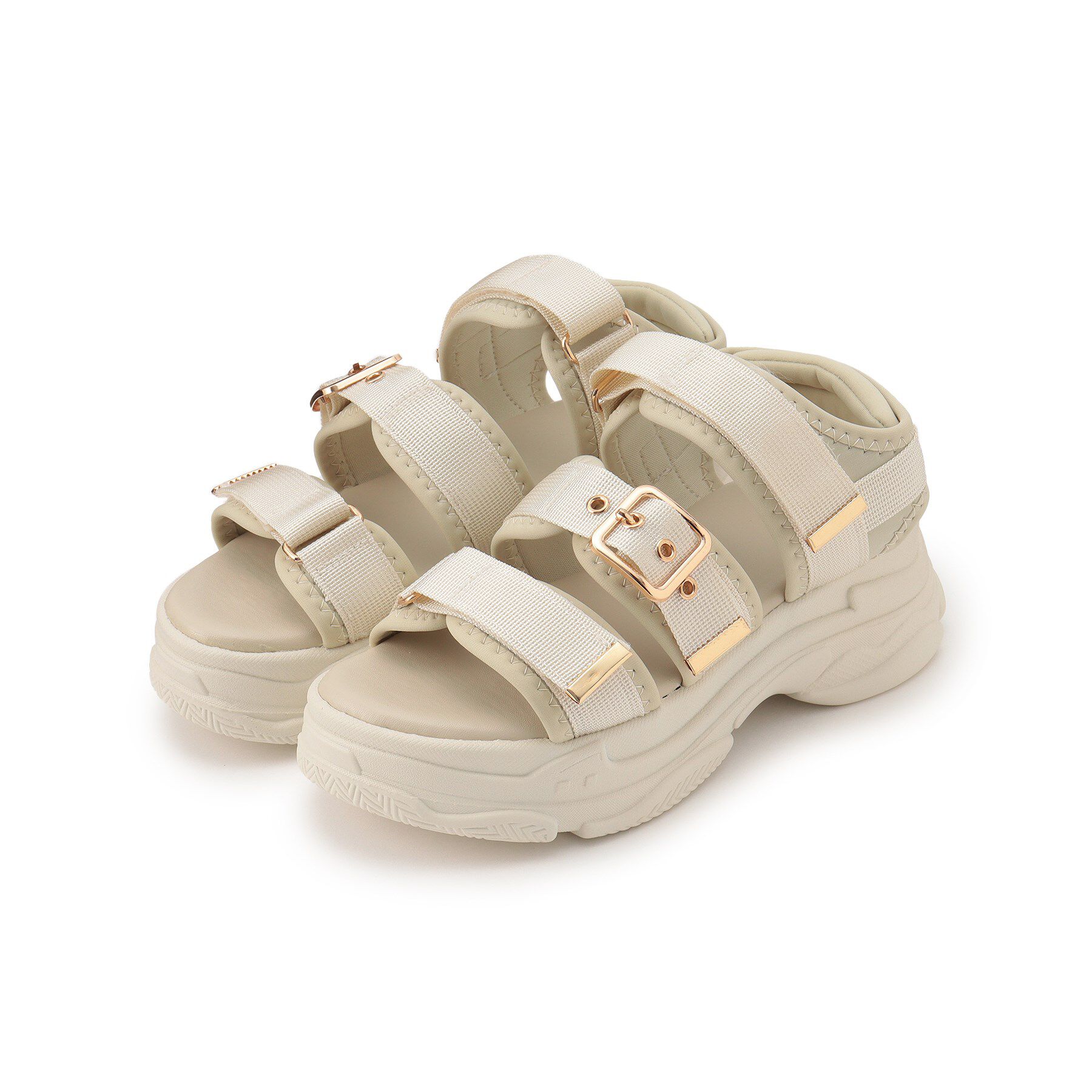 csT&P「軽量厚底ソール ゴールドベルトスポーツサンダル」|サンダル|ｱｲﾎﾞﾘｰ(004)