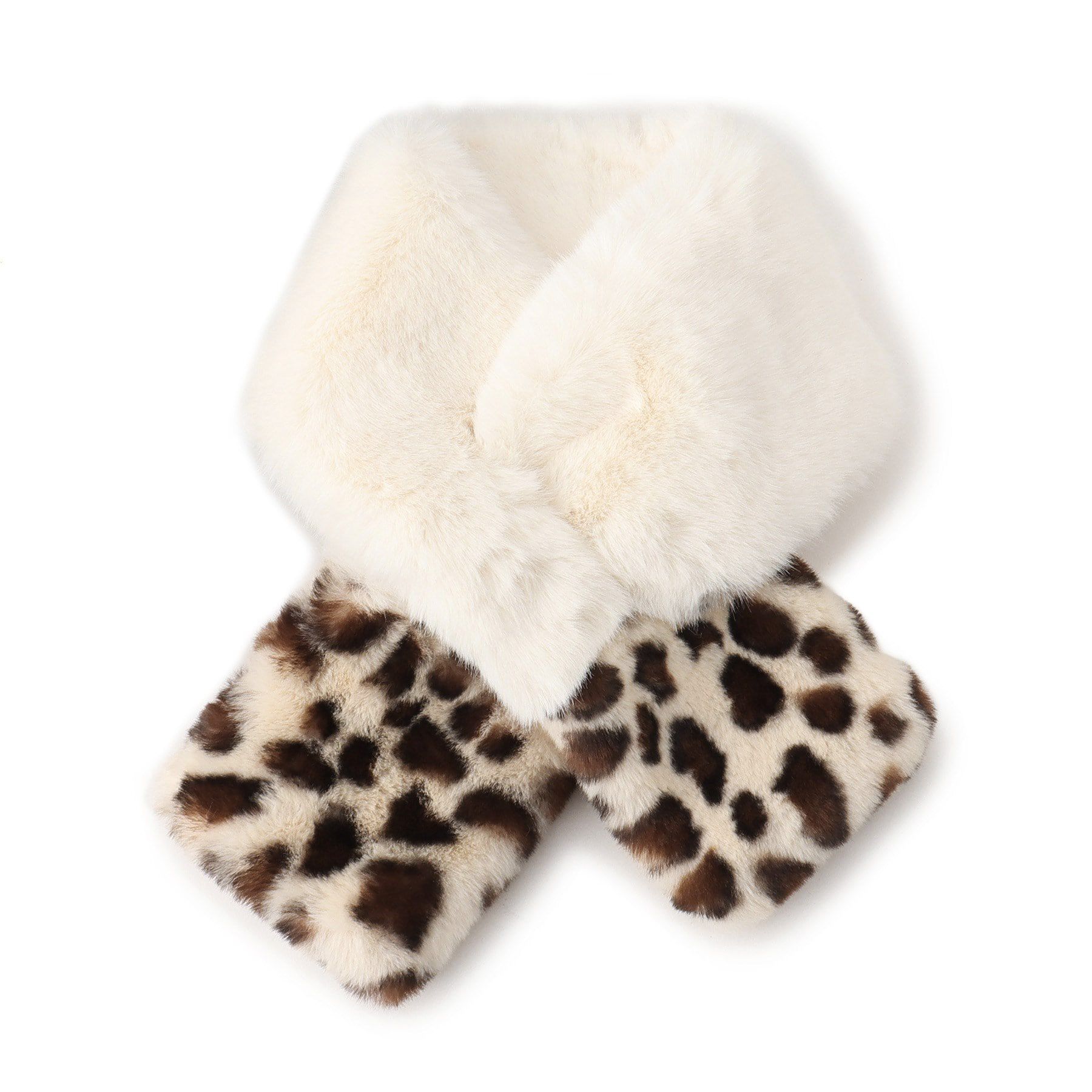 Ober Tashe「レオパードティペット」|ストール|ﾎﾜｲﾄ(001)