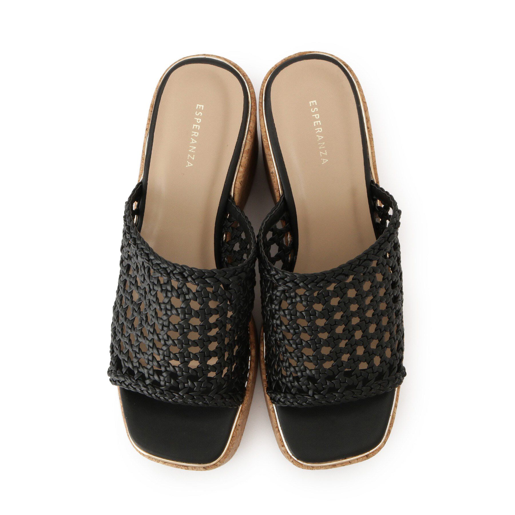 ESPERANZA「マクラメ編みウェッジミュール」|サンダル|