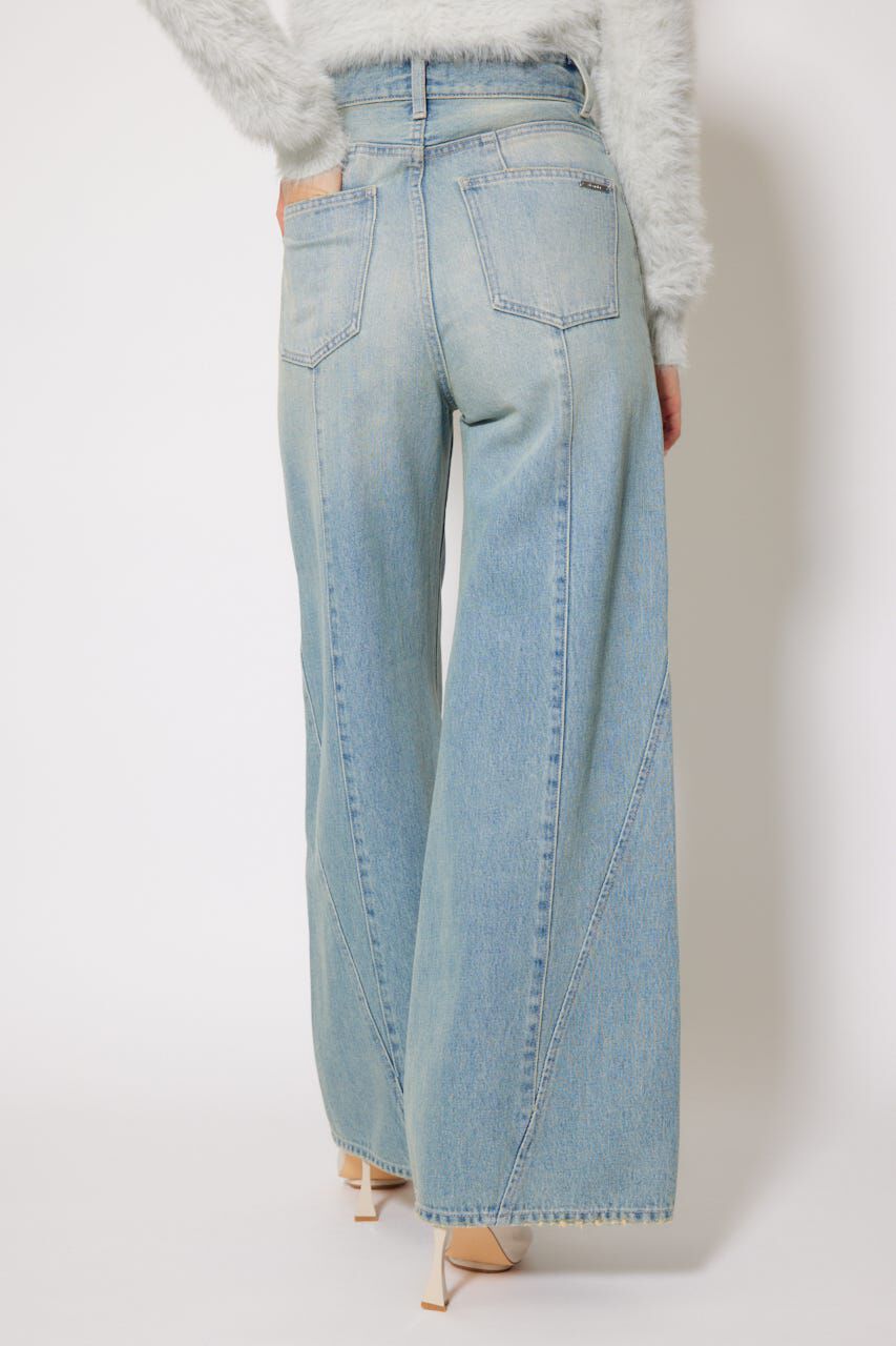 rienda「フロントボタンデザインハイウエストデニムパンツ」|デニム|