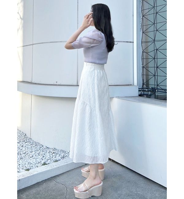 MERCURYDUO「2WAY異素材パフスリーブカットアウトニット」|ニット・セーター|