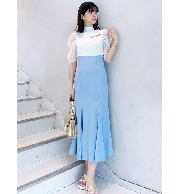 MERCURYDUO「2WAY異素材パフスリーブカットアウトニット」|ニット・セーター|