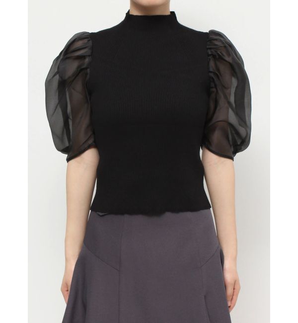 MERCURYDUO「2WAY異素材パフスリーブカットアウトニット」|ニット・セーター|