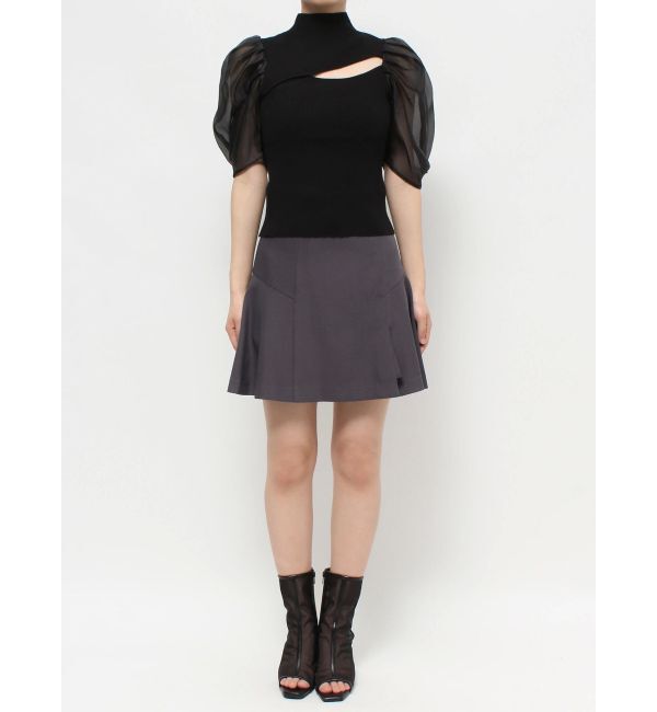 MERCURYDUO「2WAY異素材パフスリーブカットアウトニット」|ニット・セーター|