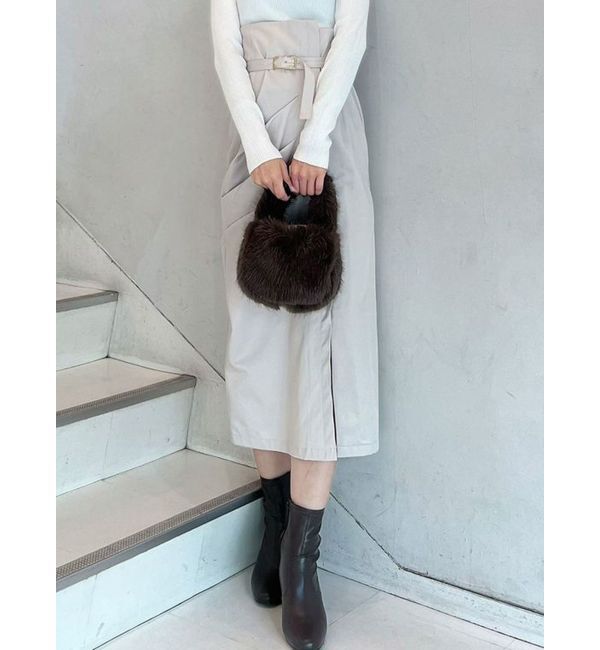 MERCURYDUO「ハイウエストアシメタックタイトスカート」|スカート|アイボリー