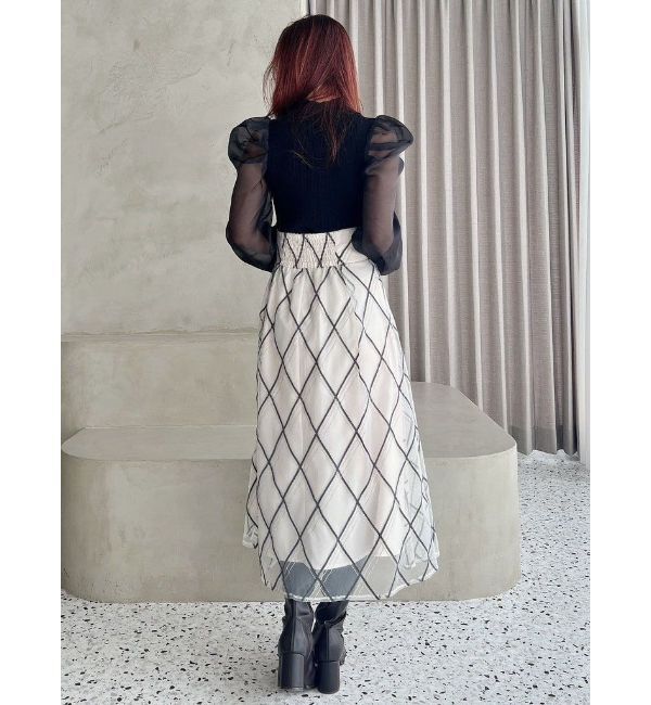 MERCURYDUO「モールチェックミモレ丈スカート」|スカート|