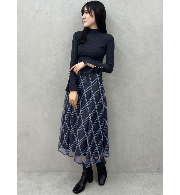 MERCURYDUO「モールチェックミモレ丈スカート」|スカート|