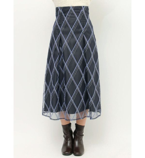 MERCURYDUO「モールチェックミモレ丈スカート」|スカート|