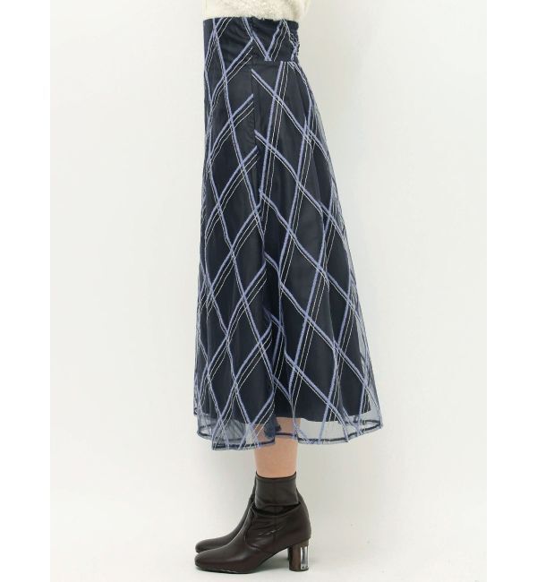 MERCURYDUO「モールチェックミモレ丈スカート」|スカート|