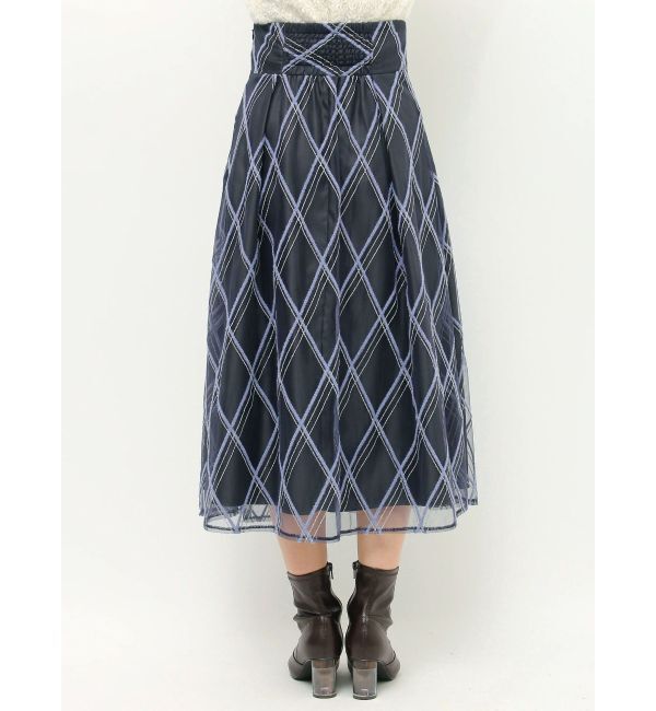 MERCURYDUO「モールチェックミモレ丈スカート」|スカート|