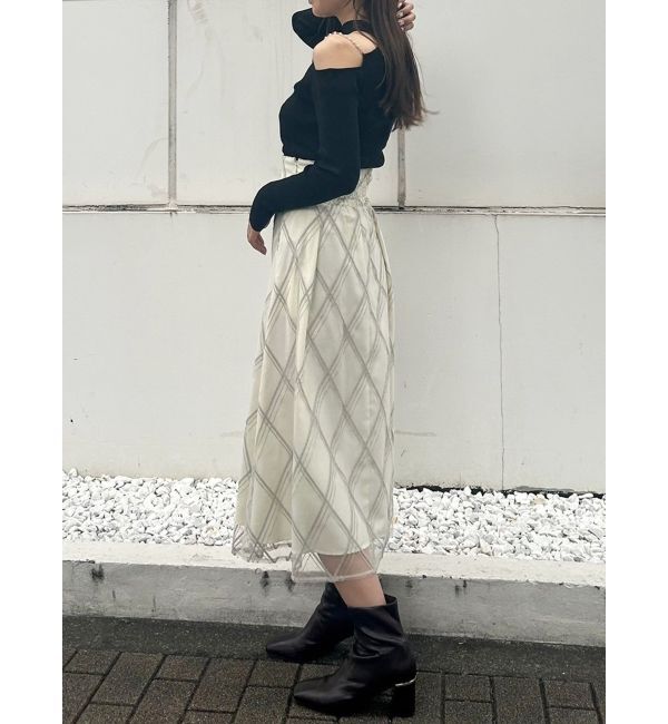 MERCURYDUO「モールチェックミモレ丈スカート」|スカート|