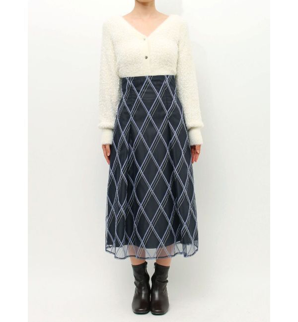 MERCURYDUO「モールチェックミモレ丈スカート」|スカート|