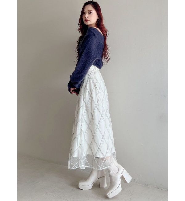 MERCURYDUO「モールチェックミモレ丈スカート」|スカート|