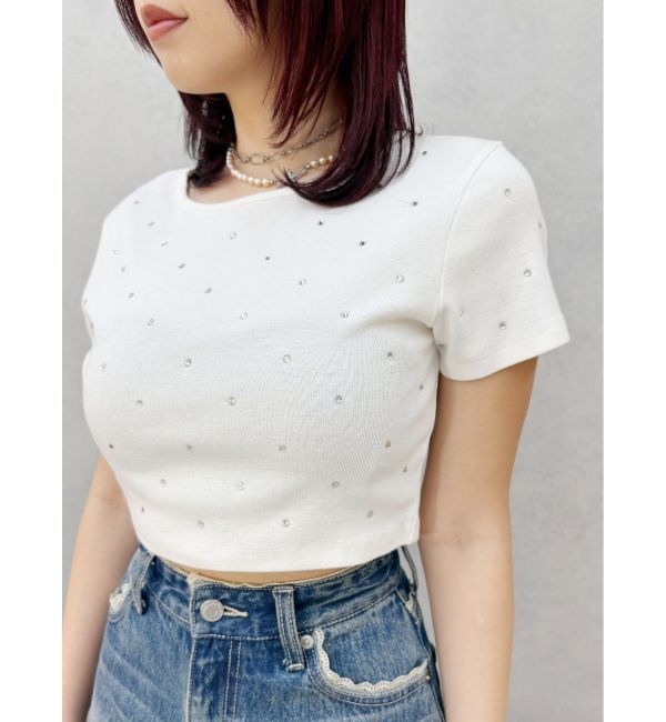 EVRIS「ラインストーンコンパクトＴシャツ」|Tシャツ・カットソー|