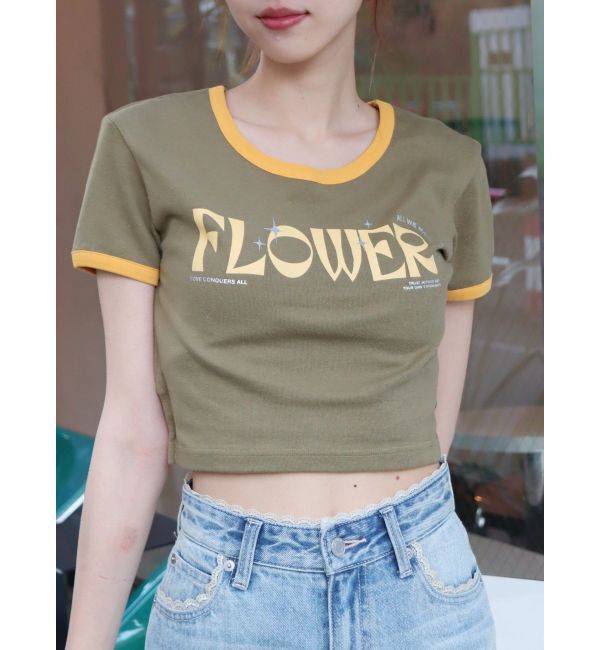 EVRIS「FLOWERストラップクロップドＴシャツ」|Tシャツ・カットソー|