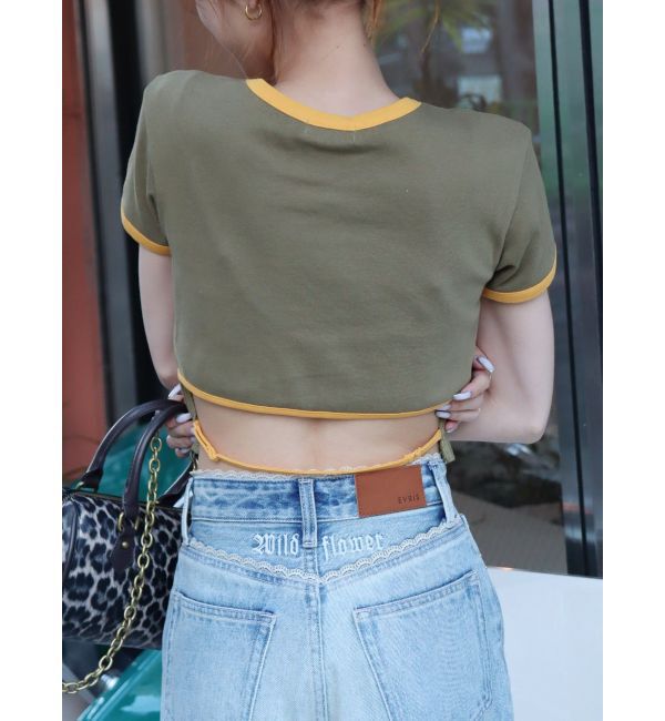 EVRIS「FLOWERストラップクロップドＴシャツ」|Tシャツ・カットソー|